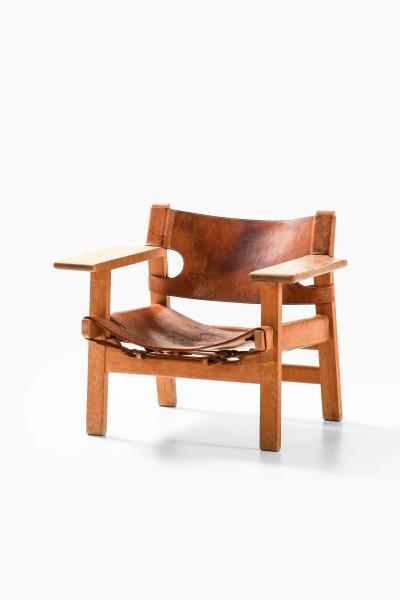  B rge Mogensen Borge Mogensen Spanish Chair in Leather and Oak by B rge Mogensen 1950s