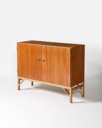  B rge Mogensen Borge Mogensen Teak Oak and Brass Cabinet by Borge Mogensen Denmark c 1960