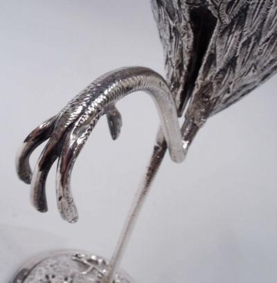  BH Joseph Co Dutch Silver Bird Spice Box of Egret Standing on One Leg