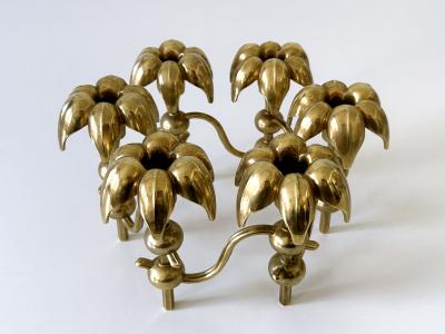  BMF Nagel Rare Mid Century Gilt Brass Candle Holder Palm Leaves by BMF Nagel Germany
