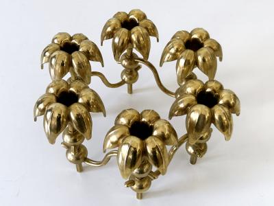  BMF Nagel Rare Mid Century Gilt Brass Candle Holder Palm Leaves by BMF Nagel Germany