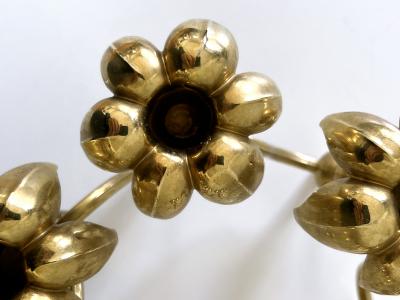  BMF Nagel Rare Mid Century Gilt Brass Candle Holder Palm Leaves by BMF Nagel Germany