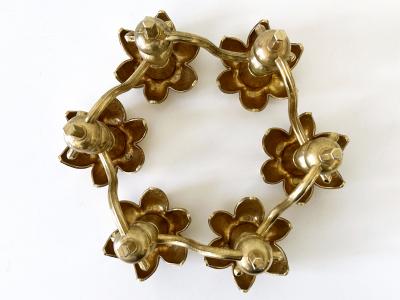  BMF Nagel Rare Mid Century Gilt Brass Candle Holder Palm Leaves by BMF Nagel Germany