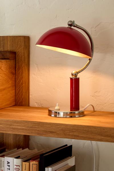  BOR NS BOR S 1940s Bor ns Bor s Table Lamp in Red Lacquered Metal Nickel