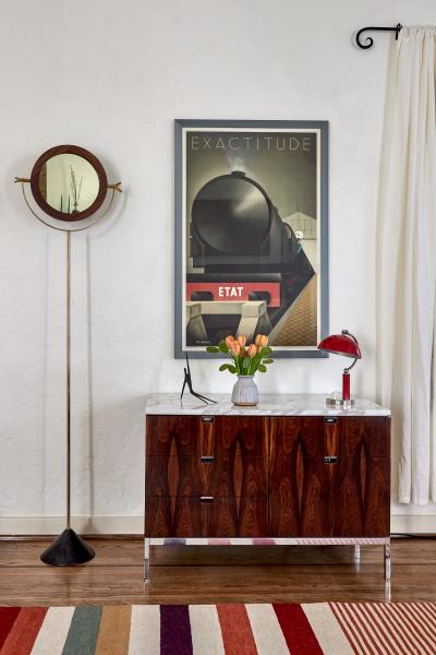  BOR NS BOR S 1940s Bor ns Bor s Table Lamp in Red Lacquered Metal Nickel
