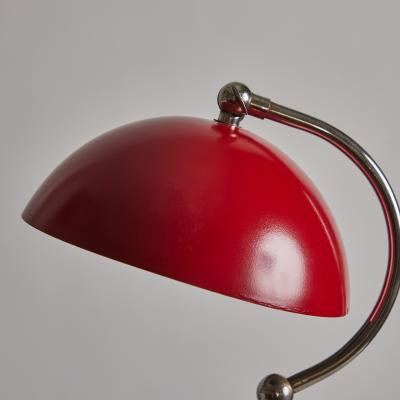  BOR NS BOR S 1940s Bor ns Bor s Table Lamp in Red Lacquered Metal Nickel