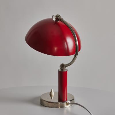  BOR NS BOR S 1940s Bor ns Bor s Table Lamp in Red Lacquered Metal Nickel