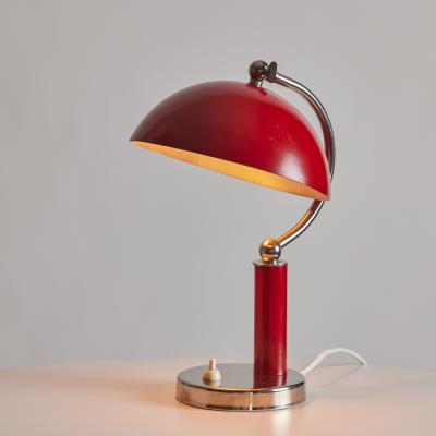  BOR NS BOR S 1940s Bor ns Bor s Table Lamp in Red Lacquered Metal Nickel