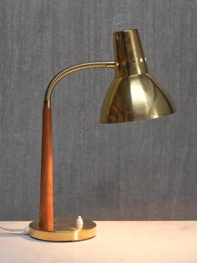  BOR NS BOR S Bor ns Adjustable Desk Table Lamp in Brass and Teak Model B8554 Sweden 1960s
