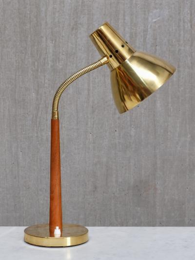  BOR NS BOR S Bor ns Adjustable Desk Table Lamp in Brass and Teak Model B8554 Sweden 1960s