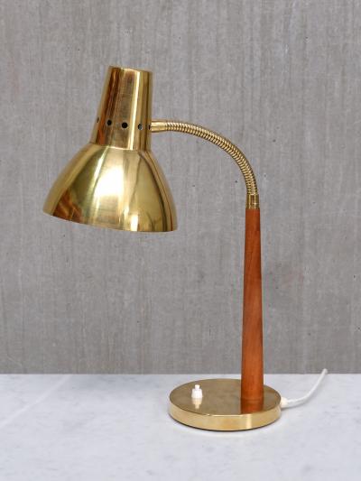 BOR NS BOR S Bor ns Adjustable Desk Table Lamp in Brass and Teak Model B8554 Sweden 1960s