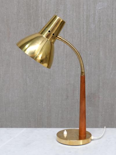  BOR NS BOR S Bor ns Adjustable Desk Table Lamp in Brass and Teak Model B8554 Sweden 1960s