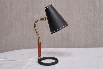  BOR NS BOR S Bor ns Bor s Table Desk Lamp in Brass Wood and Lacquered Metal Sweden 1950s