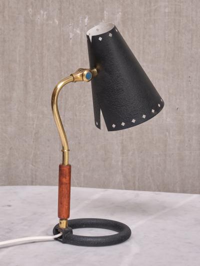  BOR NS BOR S Bor ns Bor s Table Desk Lamp in Brass Wood and Lacquered Metal Sweden 1950s