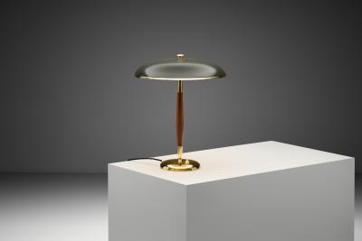  BOR NS BOR S Model B8453 Brass and Wood Table Lamp for Bor ns Sweden 1930s