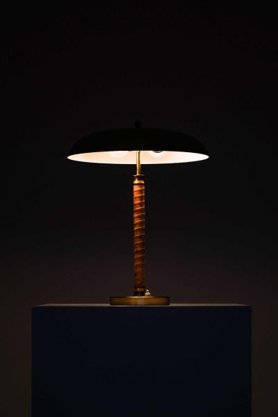  BOR NS BOR S Scandinavian Modern Table Lamp in Brass and Leather by Bor ns 1950s