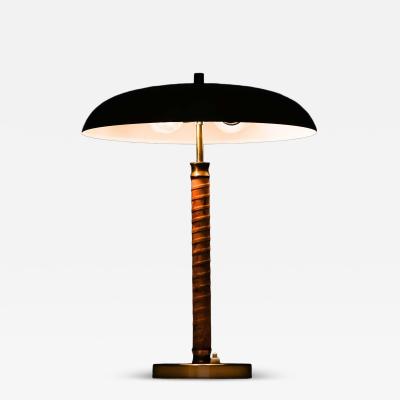  BOR NS BOR S Scandinavian Modern Table Lamp in Brass and Leather by Bor ns 1950s