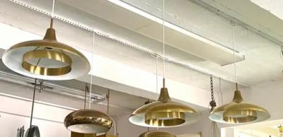  BOR NS BOR S Set of 3 Scandinavian Organic Modern Brass Pendants by Borens Sweden 1960