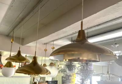  BOR NS BOR S Set of 3 Scandinavian Organic Modern Brass Pendants by Borens Sweden 1960