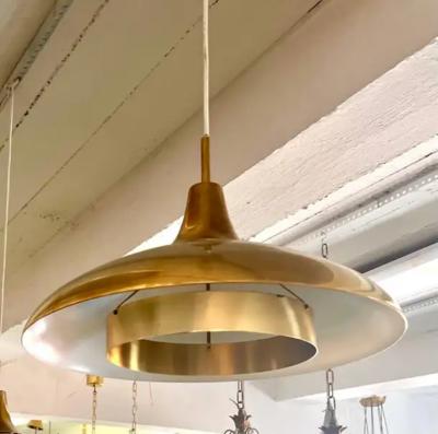  BOR NS BOR S Set of 3 Scandinavian Organic Modern Brass Pendants by Borens Sweden 1960