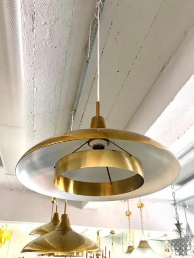  BOR NS BOR S Set of 3 Scandinavian Organic Modern Brass Pendants by Borens Sweden 1960
