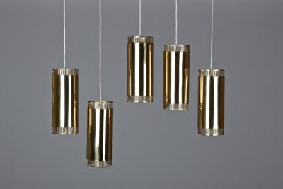  BOR NS BOR S Set of Five Swedish Pendants in Perforated Brass by Bor ns