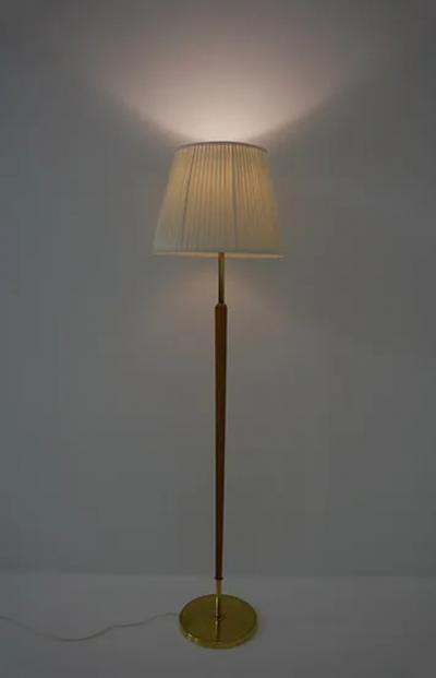  BOR NS BOR S Swedish Brass and Wood Floor Lamp by Bor ns