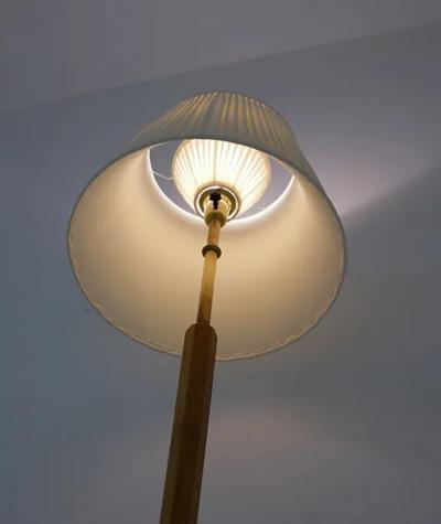  BOR NS BOR S Swedish Brass and Wood Floor Lamp by Bor ns