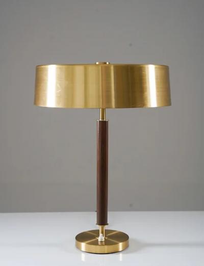  BOR NS BOR S Swedish Mid Century Table Lamp in Brass and Wood by Bor ns