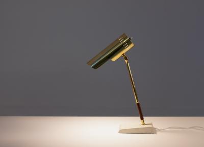  BOR NS BOR S Swedish Midcentury Table Lamp in Leather and Brass by Bor ns