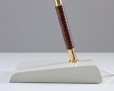  BOR NS BOR S Swedish Midcentury Table Lamp in Leather and Brass by Bor ns