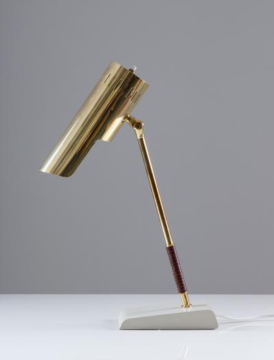  BOR NS BOR S Swedish Midcentury Table Lamp in Leather and Brass by Bor ns