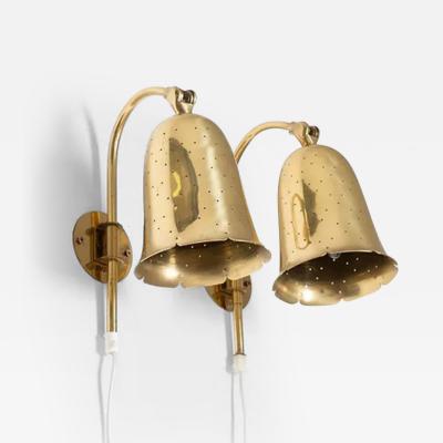  BOR NS BOR S Swedish Perforated Brass Wall Lamps by Bor ns