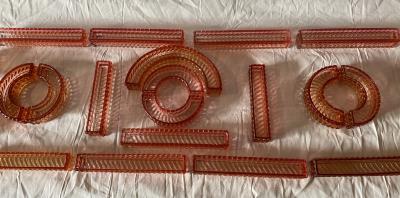  Baccarat 1875 1900 Baccarat Table Runner Red Color Tors Model Signed 200 X 50 cm