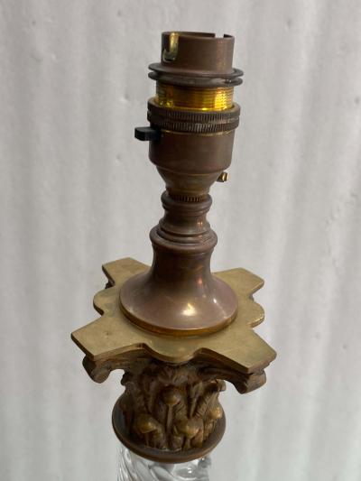  Baccarat 1900 Pair of Baccarat Crystal and Bronze Renaissance Style Lamps