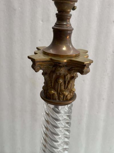  Baccarat 1900 Pair of Baccarat Crystal and Bronze Renaissance Style Lamps