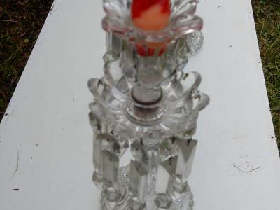  Baccarat 1950 Pair of Baccarat Crystal Chandeliers with 2 Arms and Signed Baccarat