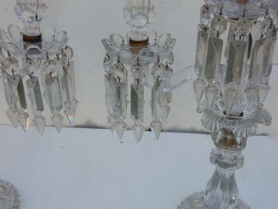  Baccarat 1950 Pair of Baccarat Crystal Chandeliers with 2 Arms and Signed Baccarat