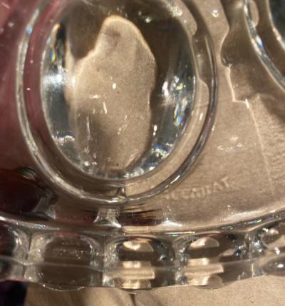  Baccarat 1950 Pair of Candlesticks 4 Branchs Beaded Bases and Signed in Relief Baccarat