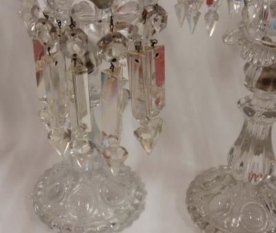  Baccarat 1950 Serie 4 Candlesticks Baccarat Signed with 2 Arms Pearl Socks Cut Prims