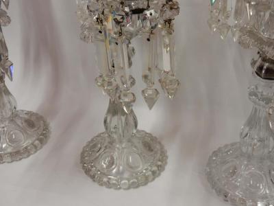  Baccarat 1950 Serie 4 Candlesticks Baccarat Signed with 2 Arms Pearl Socks Cut Prims