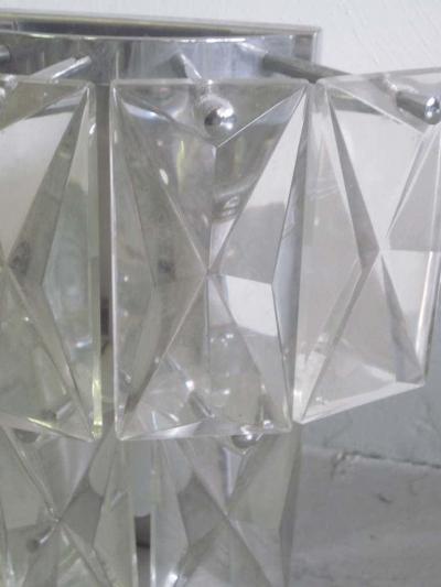  Baccarat 2 Pairs of French Mid Century Modern Lead Crystal Sconces Attributed to Baccarat