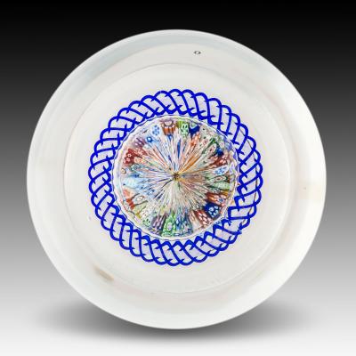  Baccarat A BACCARAT MUSHROOM PAPERWEIGHT WITH BLUE WHITE TORSADE