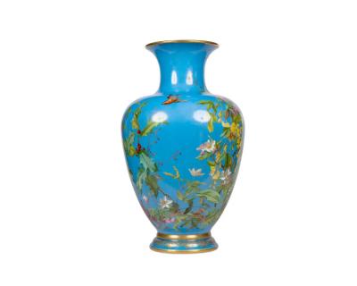  Baccarat A Large French Baccarat Opaline Glass Hand Painted Bacchanale Vase by Roussel