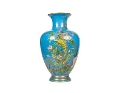  Baccarat A Large French Baccarat Opaline Glass Hand Painted Bacchanale Vase by Roussel