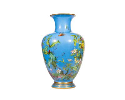  Baccarat A Large French Baccarat Opaline Glass Hand Painted Bacchanale Vase by Roussel