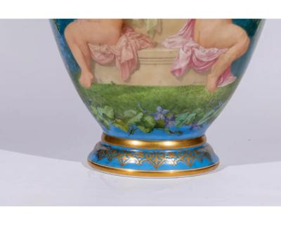  Baccarat A Large French Baccarat Opaline Glass Hand Painted Bacchanale Vase by Roussel