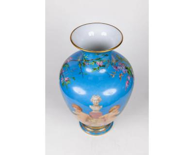  Baccarat A Large French Baccarat Opaline Glass Hand Painted Bacchanale Vase by Roussel