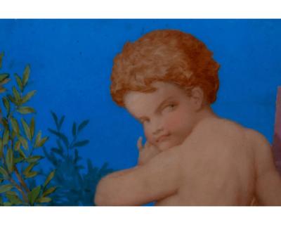  Baccarat A Large French Baccarat Opaline Glass Hand Painted Bacchanale Vase by Roussel