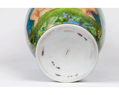  Baccarat A Large French Baccarat Opaline Glass Hand Painted Bacchanale Vase by Roussel